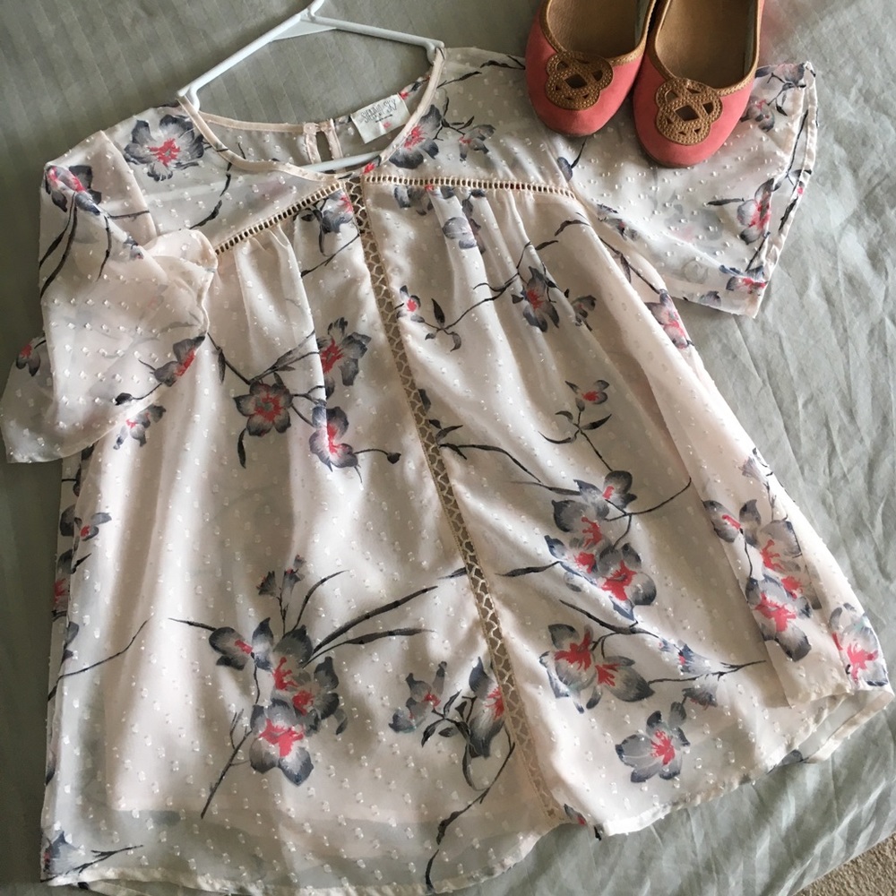 Light Pink Sheer Floral Blouse